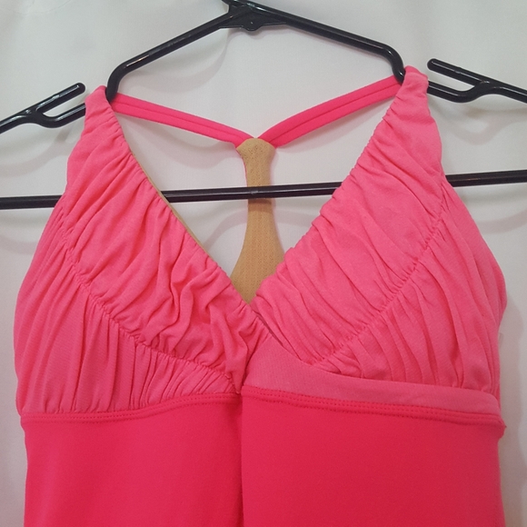 Lululemon Pure Balance Tank Top 4 Pink Rouching V neck Stretchy - Picture 3 of 8